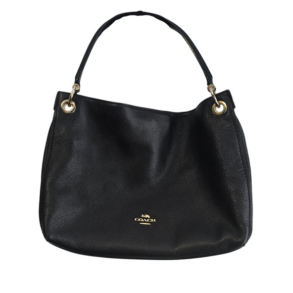 Coach Handbags - Coach Clarkson Shoulder Bag Black Pebbled Leather Gold Hardware F24947 w/ Strap